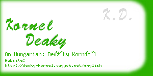 kornel deaky business card